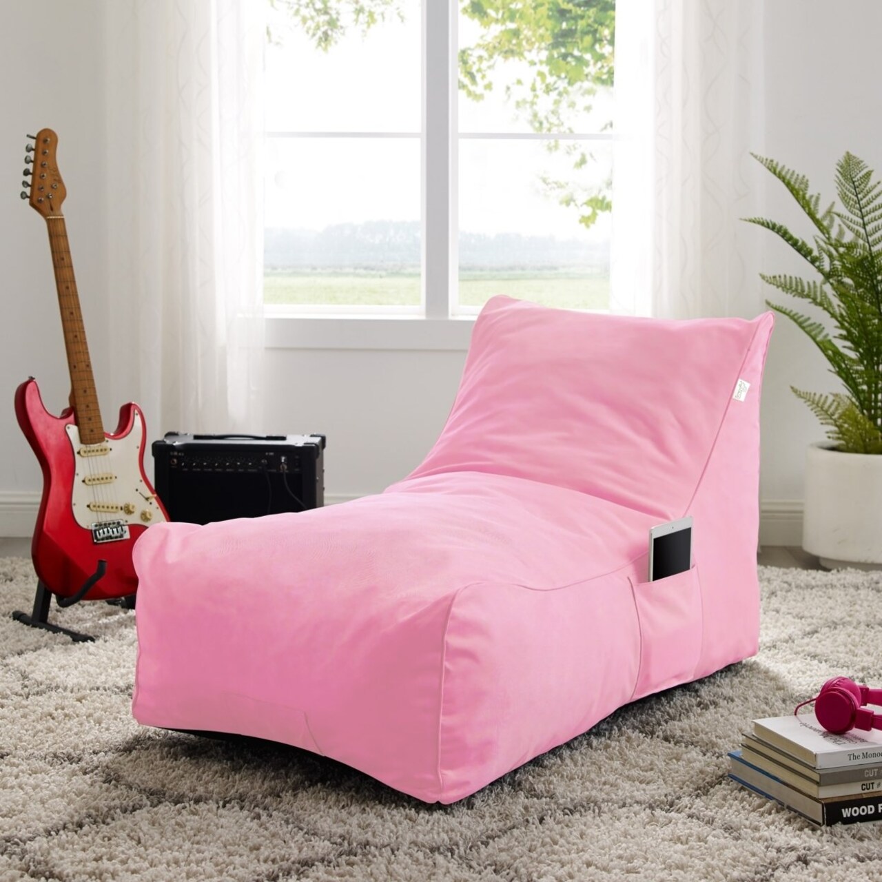 Loungie Resty Foam Lounge Chair-Nylon Bean Bag- Indoor- Outdoor-Self Expanding-Water Resistant